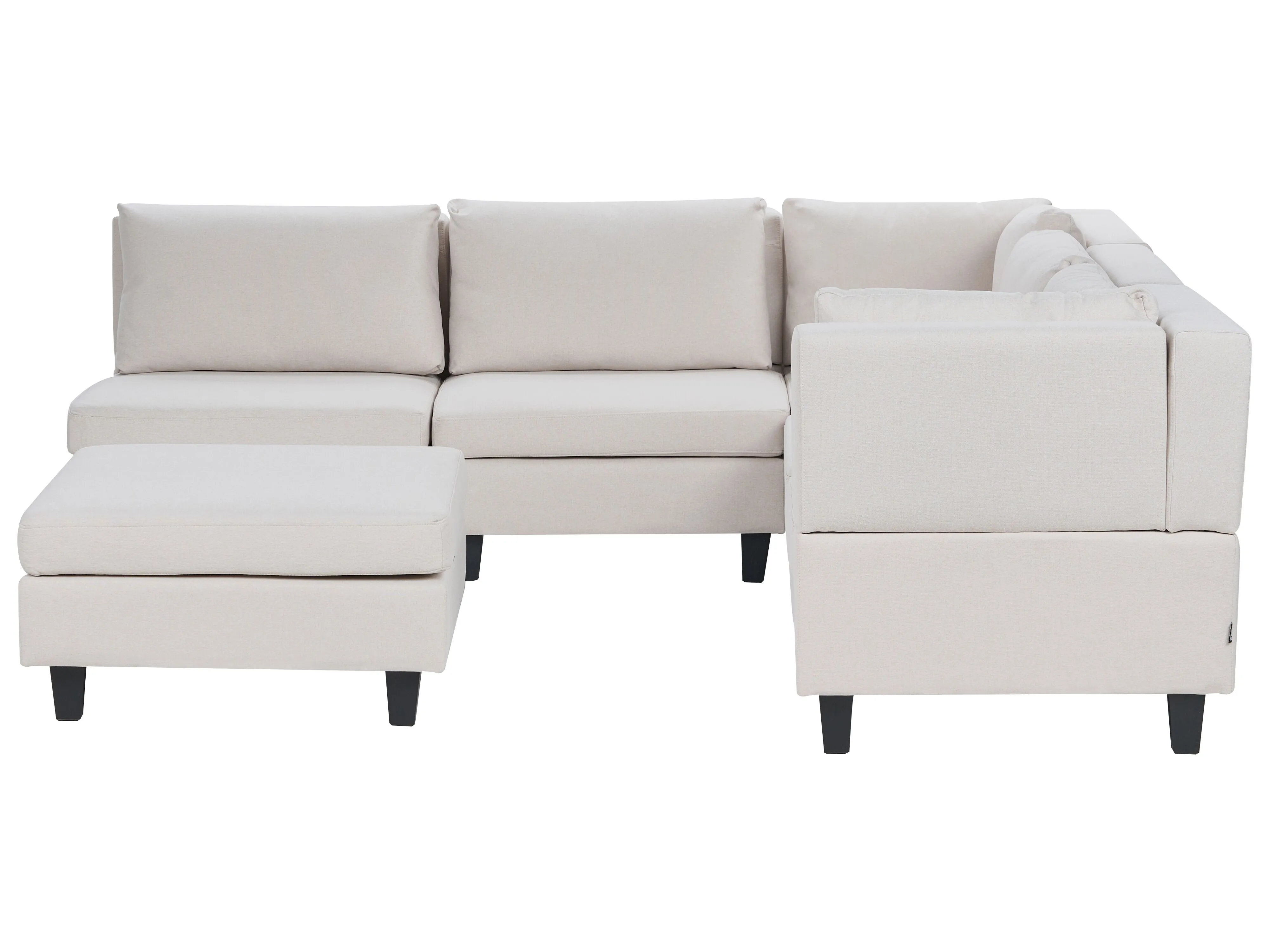 Modulaire hoekbank 5-zits UNSTAD Stof Lichtbeige met ottomaan linkszijdig