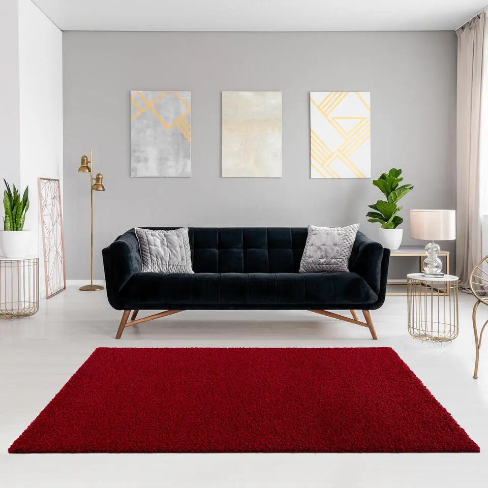 Loca Shaggy Vloerkleed Rood Hoogpolig - 140x200 CM