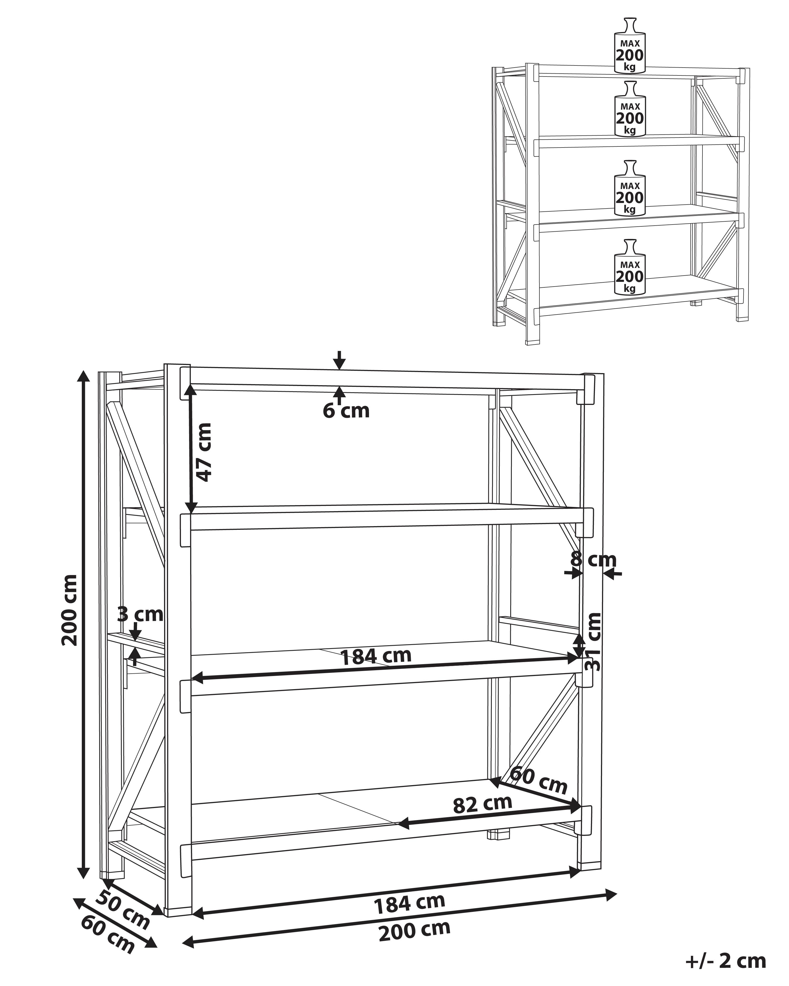 Garagerek FIUGGI Metaal 200 cm 60 cm Oranje