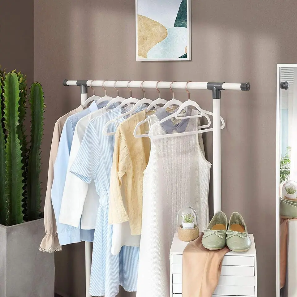 Fluwelen kledinghangers, Set van 50, Antislip, Wit en Rosé Goud