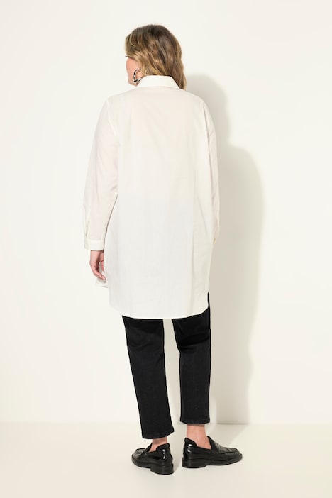 Hemdbluse, oversized, Hemdkragen, Langarm