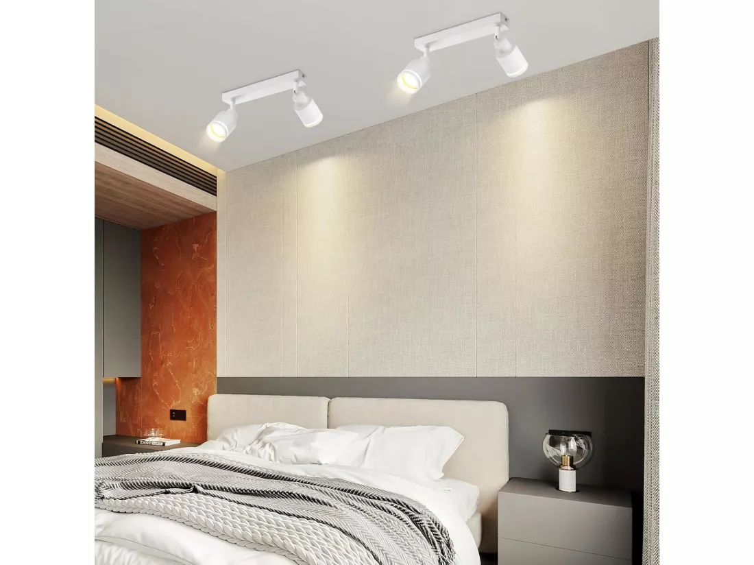 NETTLIFE Spot de plafond plafonnier moderne 2 ampoules orientables plafonnier GU10 métal