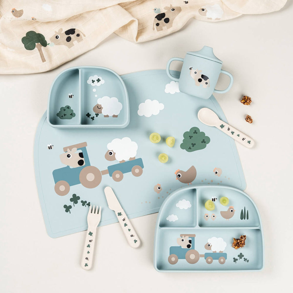 Køb DonebyDeer Tiny Farm Blue Stick&Stay Inddelt Tallerken