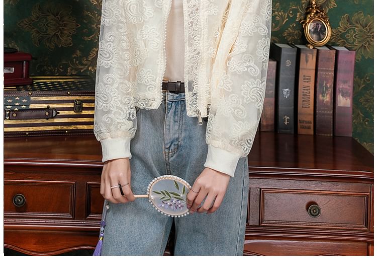 Klevy - Cropped bomberjack met kant