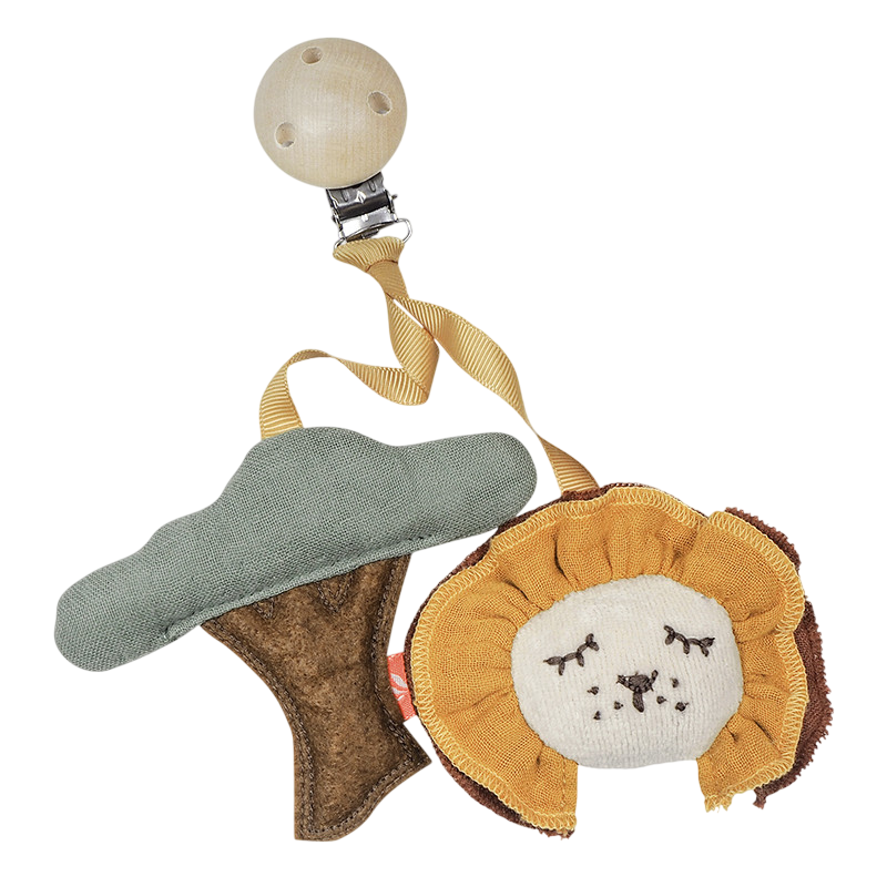 Holzclip mit Baum und Löwe