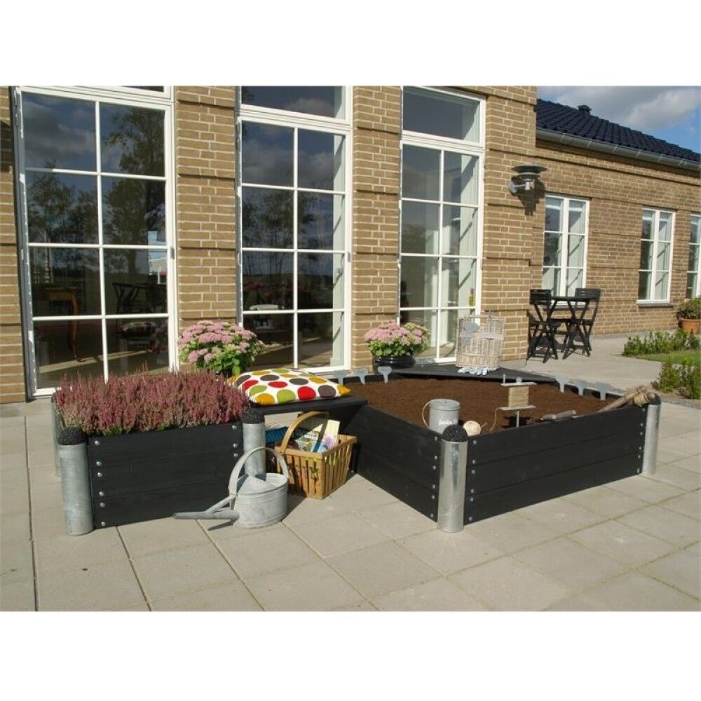HØYBED PLUS PIPE 140X140X36CM SORTGRUNNET