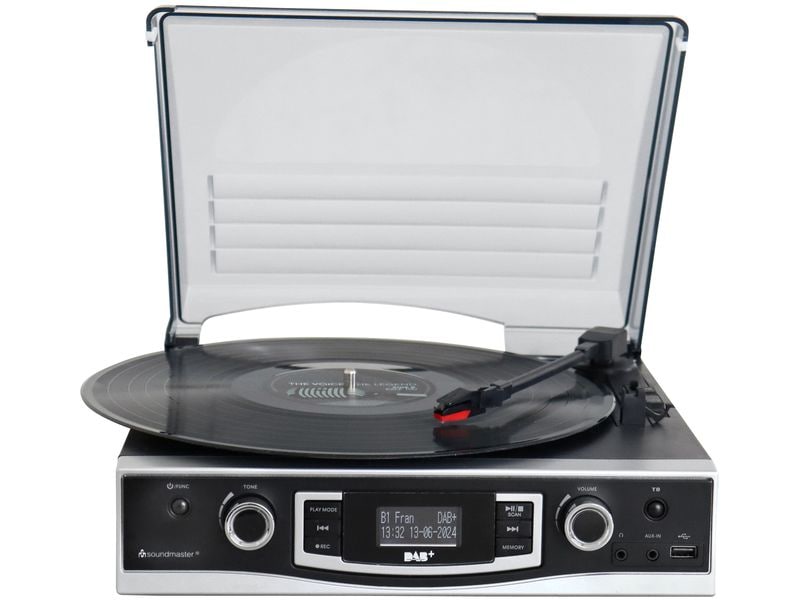 soundmaster Plattenspieler PL590SW Schwarz Plattenspieler mit DAB /UKW Stereoradio und Encoding