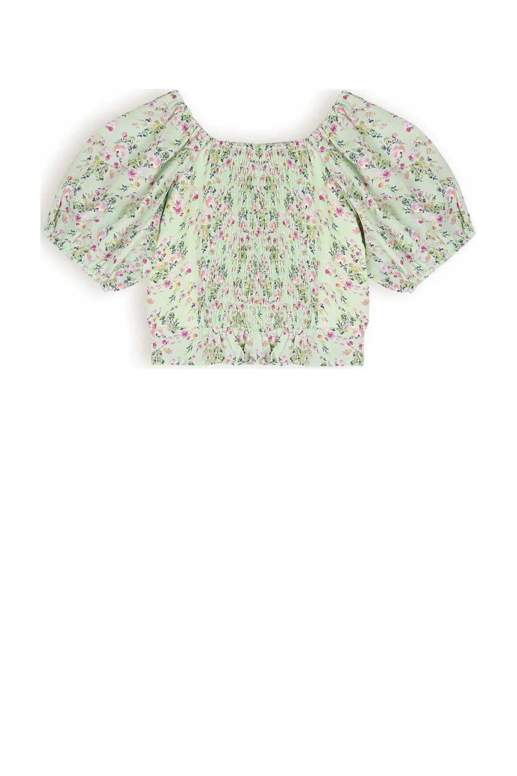 NONO gebloemdecrop top Tomas lichtgroen/roze