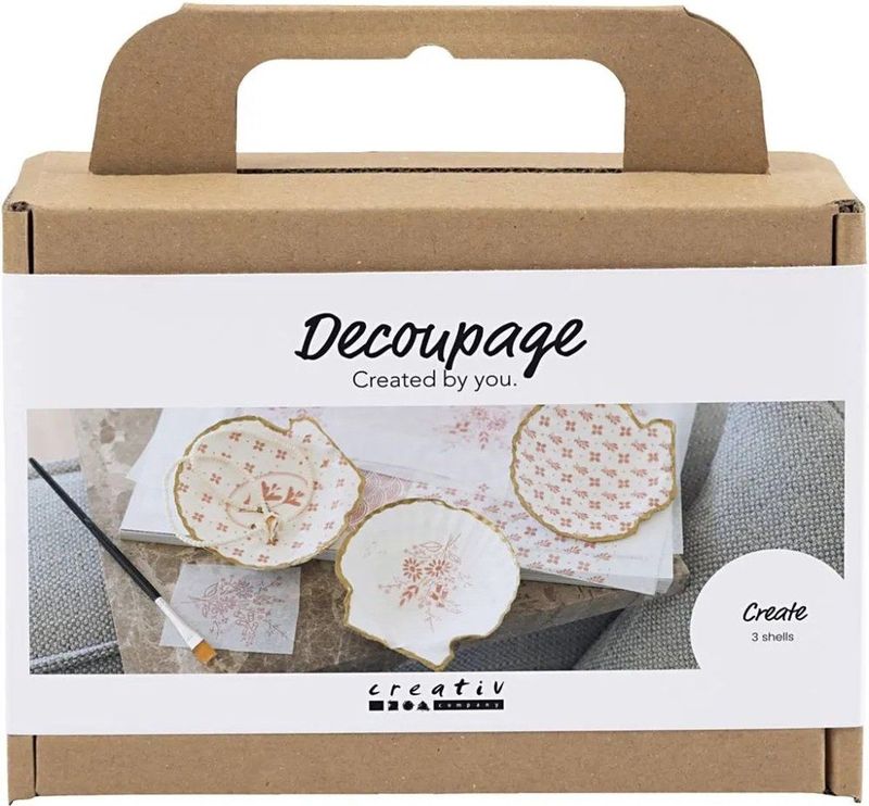 Creativity in a Box - Schelpen Schalen - Decoupagepapier - Inclusief Instructies