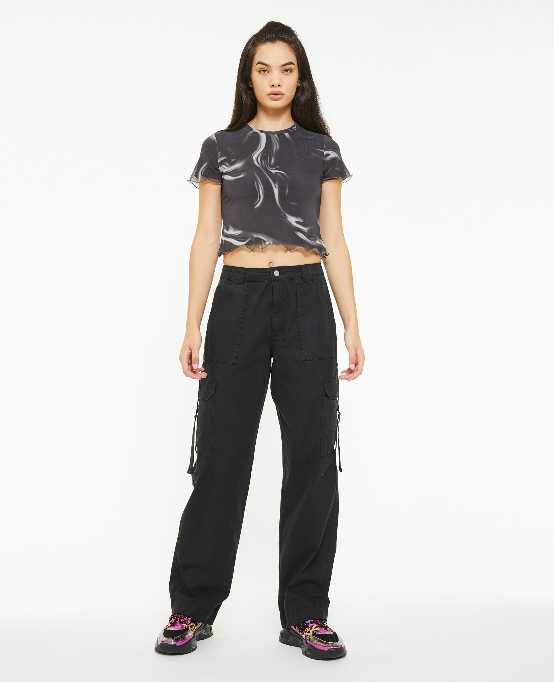 Pantalon cargo avec sangles - Noir