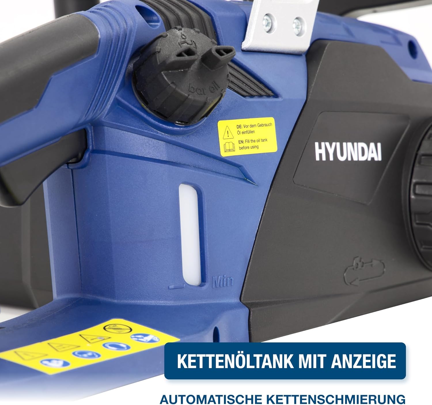 HYUNDAI Elektrische Kettensäge CS2416E (Elektrokettensäge, Motorsäge elektrisch, Elektrosäge mit 400 mm Schwert und 2400W Motorleistung)