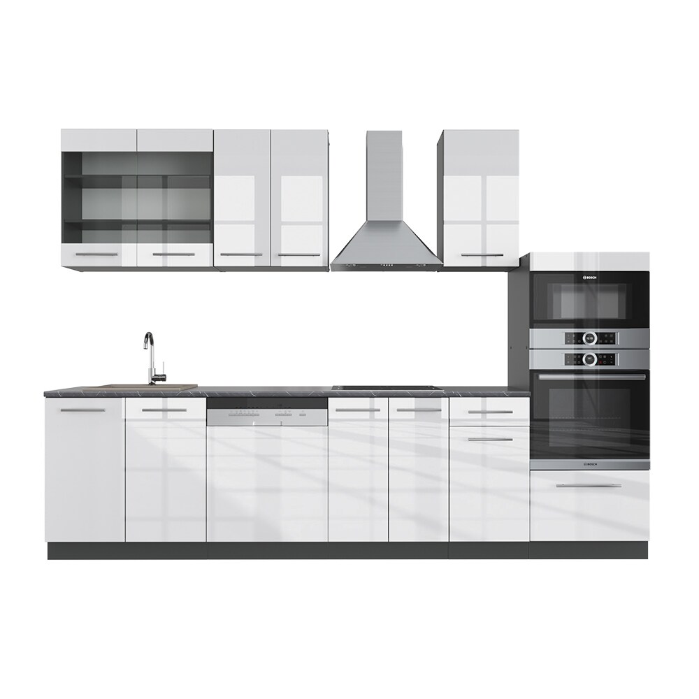 Vicco Küche Fame-Line 240 cm Küchenzeile Küchenblock Einbau Weiß Hochglanz
