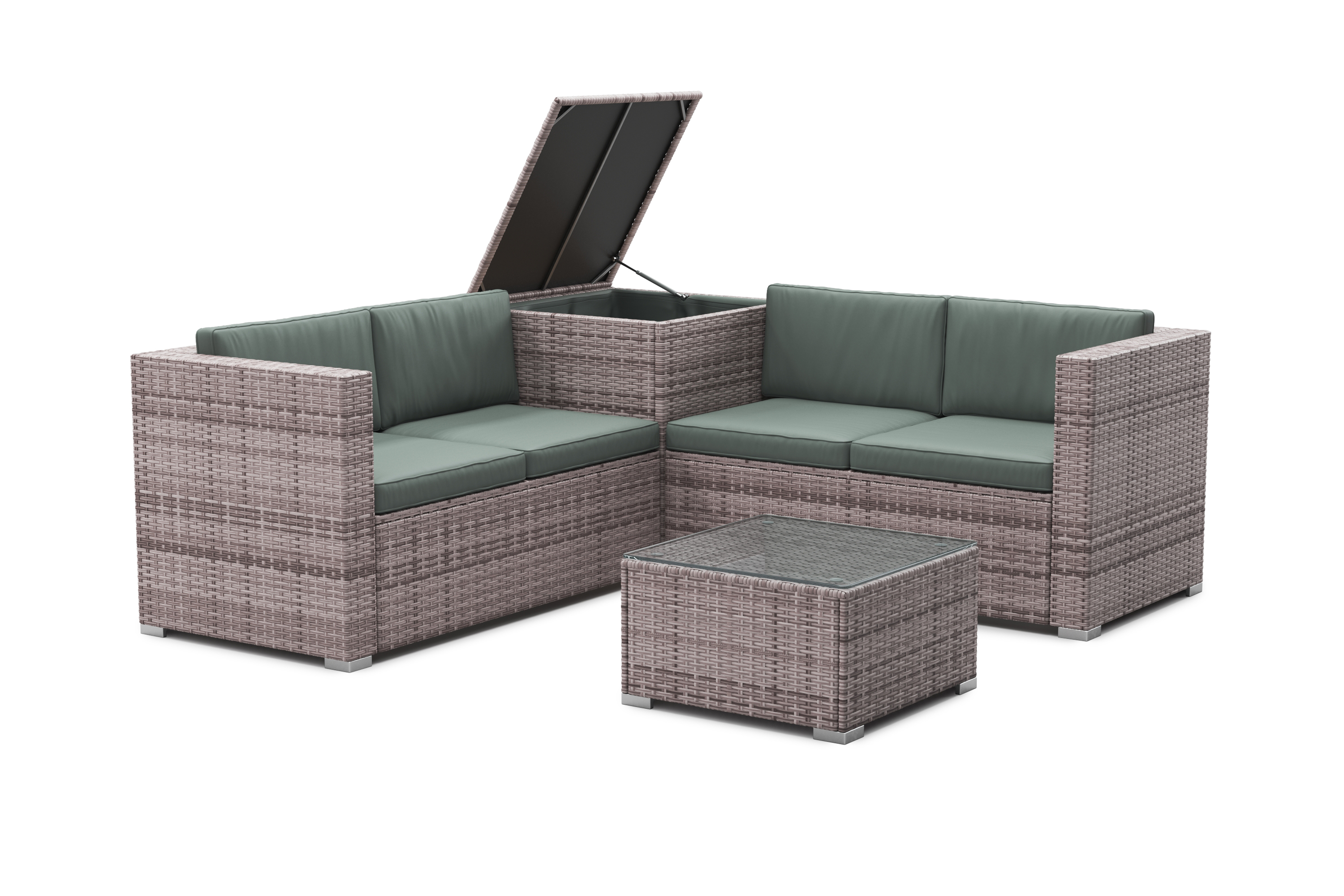 Rattanlounge SAN MARINO graubraun/grün