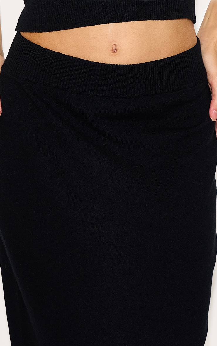 Noir Jupe Longue En Maille Basique