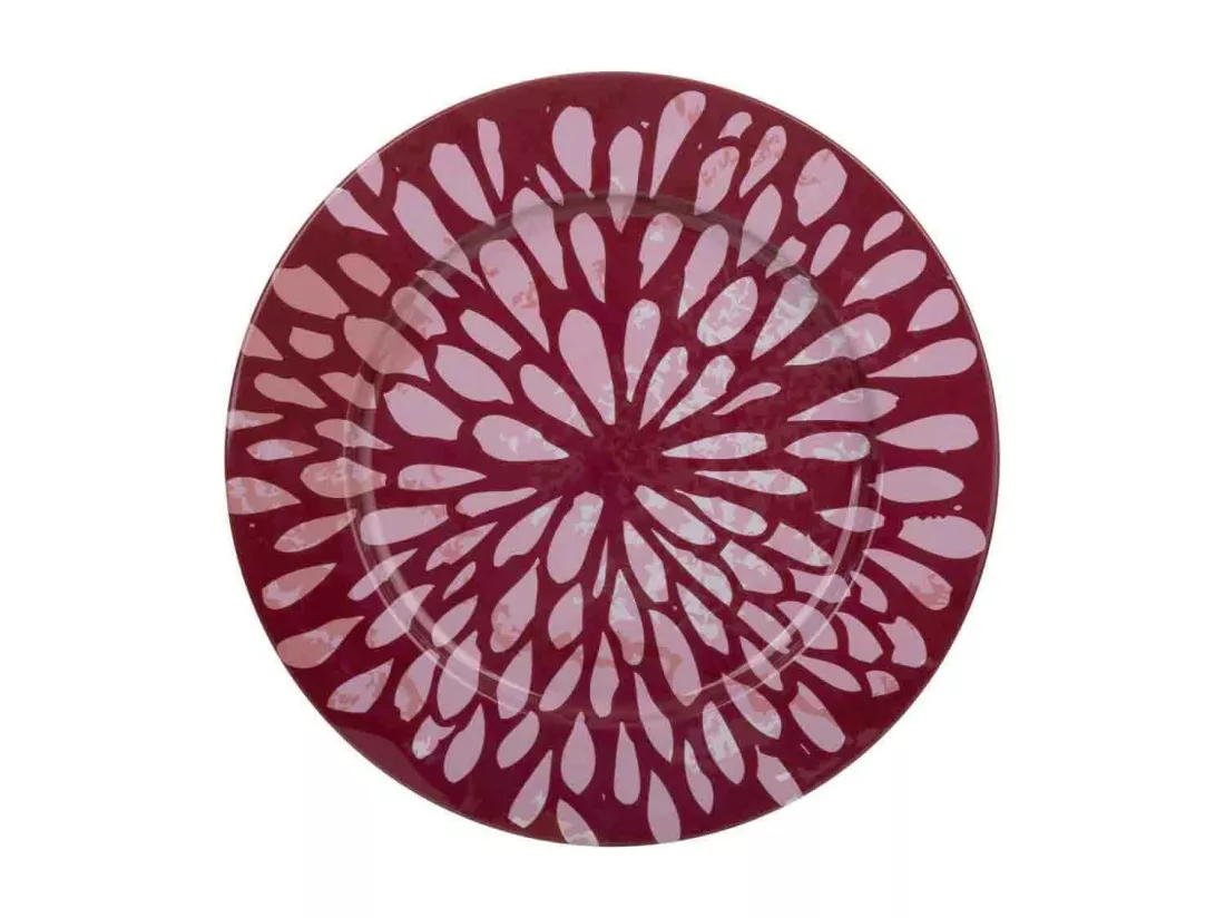 Assiette en métal rouge d33x1,5h