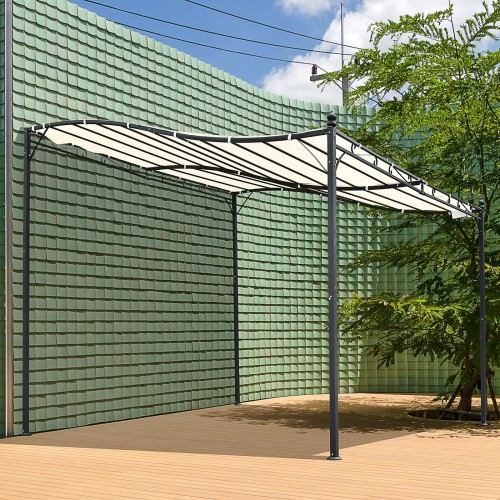 Pérgola de parede curva para uso externo, cor creme