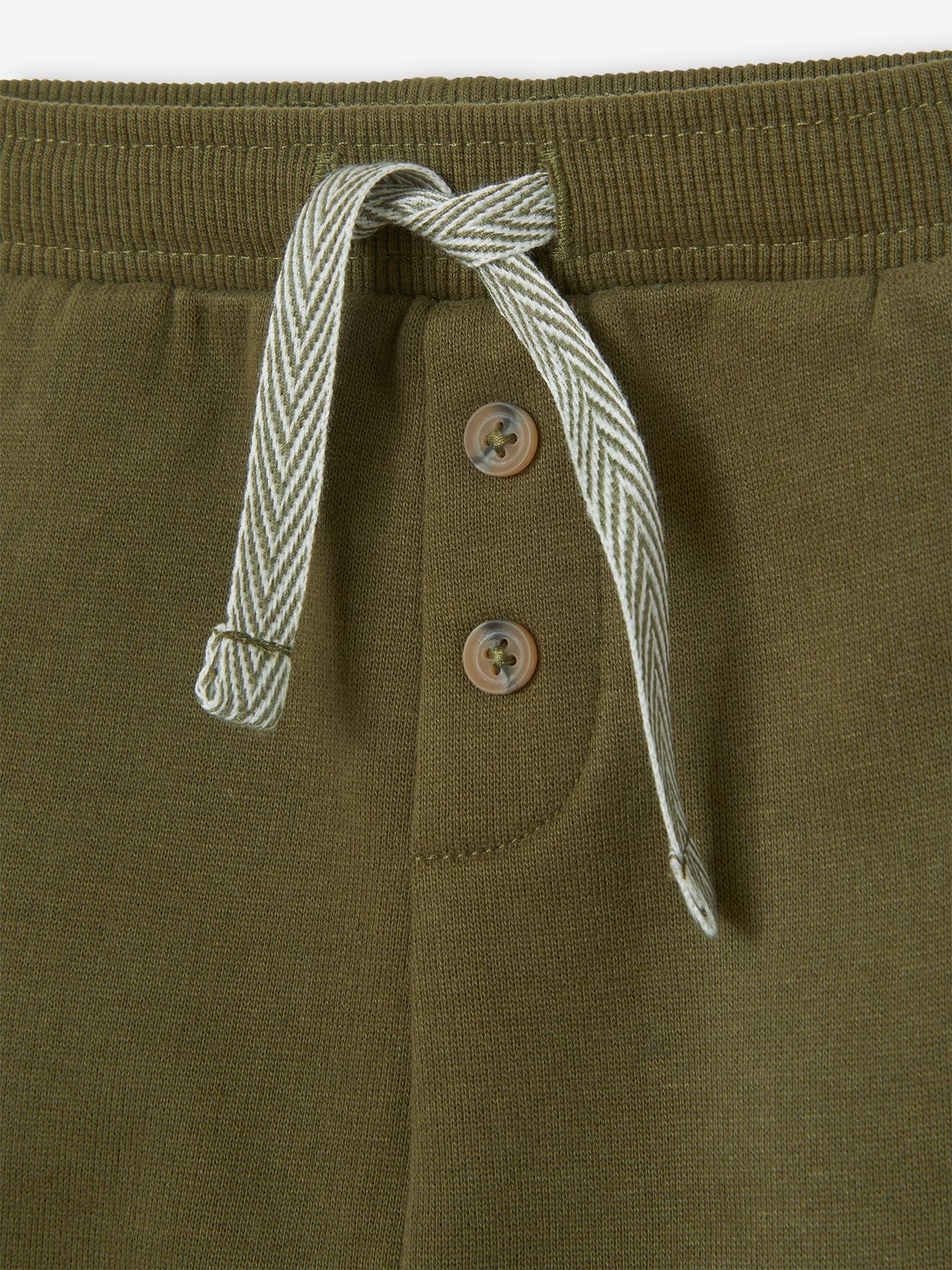 Conjunto de moletom e calça de fleece para bebê, verde escuro liso com estampas.