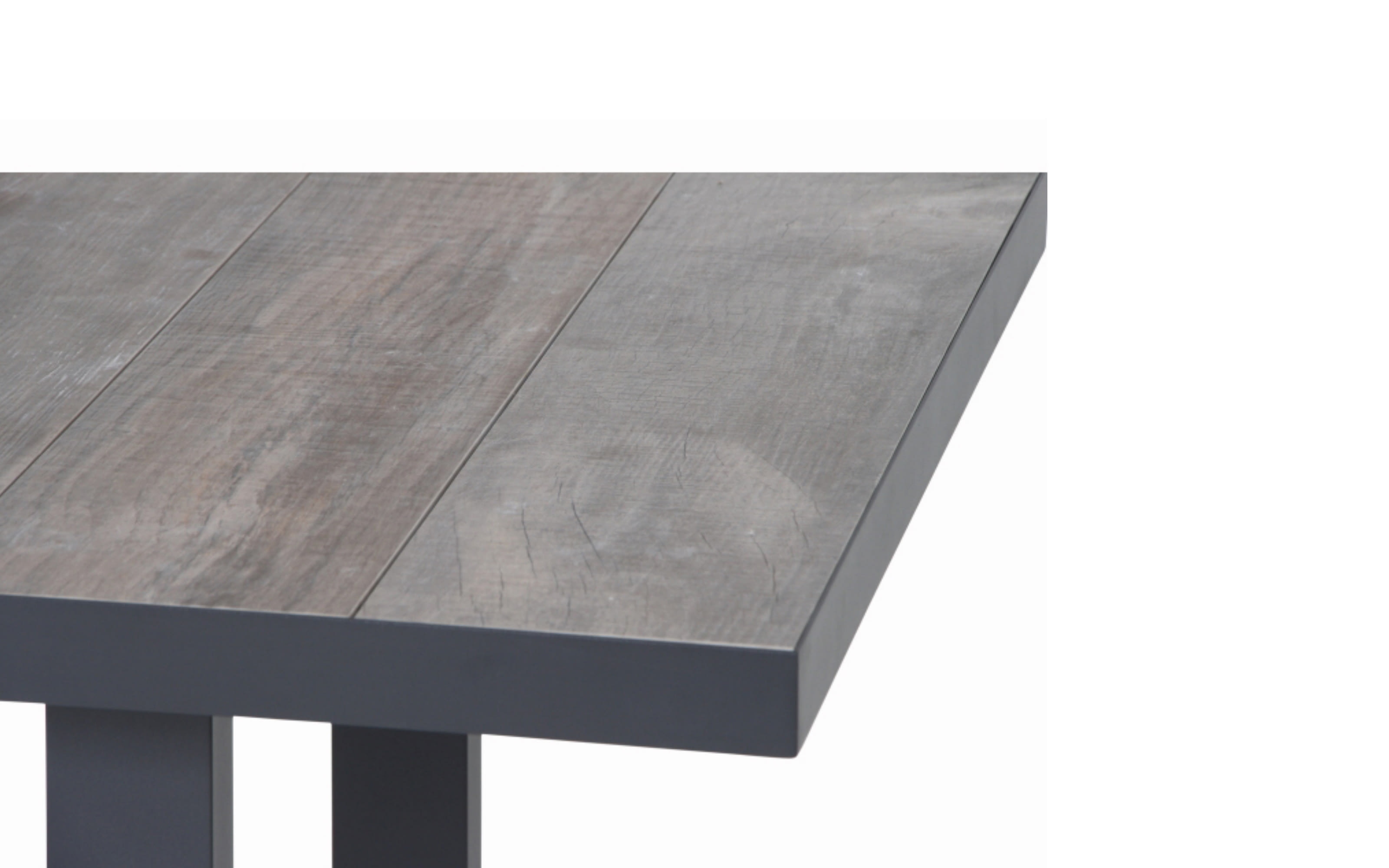 Dining Tisch Corido, Gestell in anthrazit, Tischplatte washed grey
