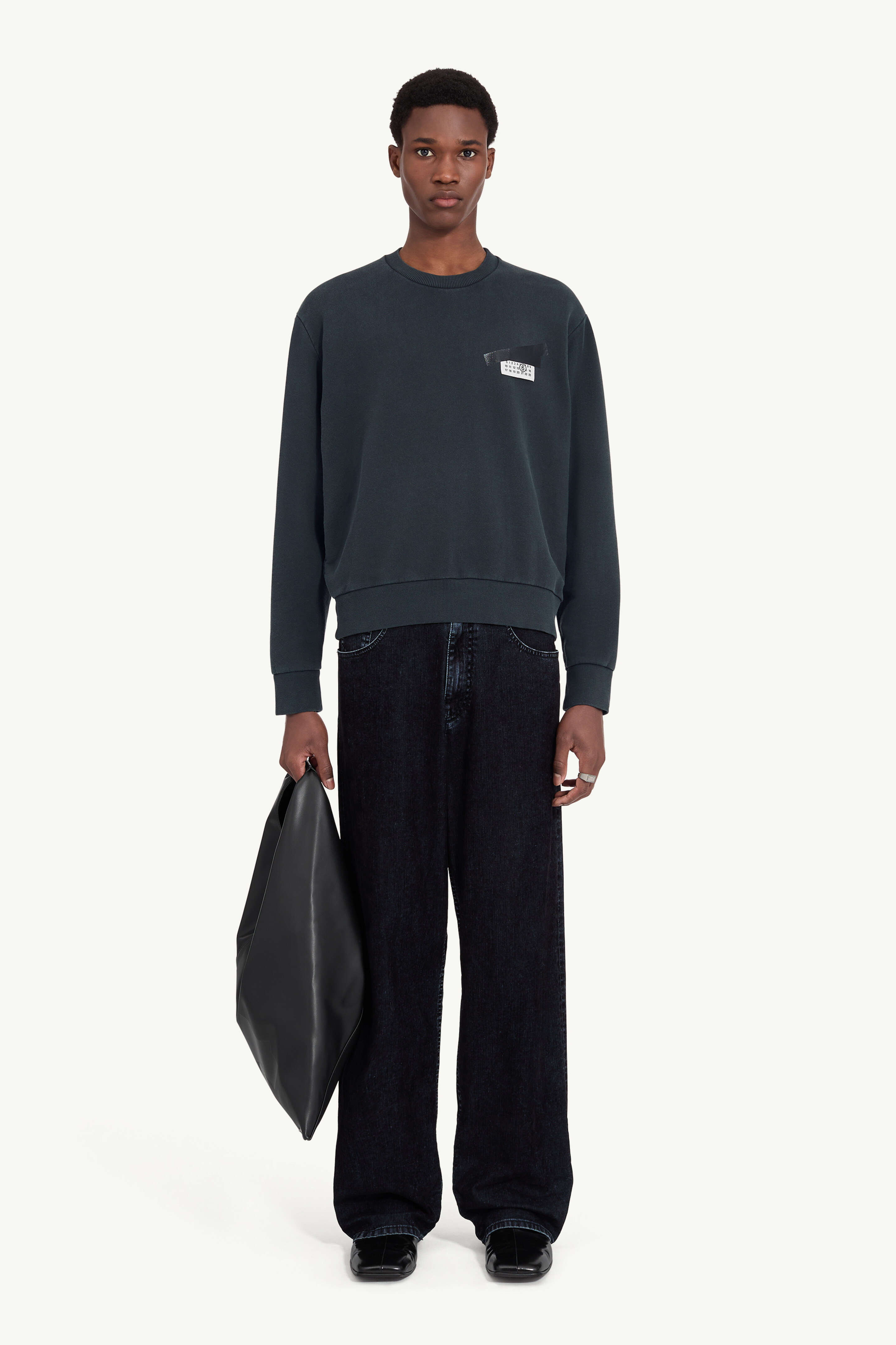 Pull Numeric logo en coton pour homme | MM6 Noir