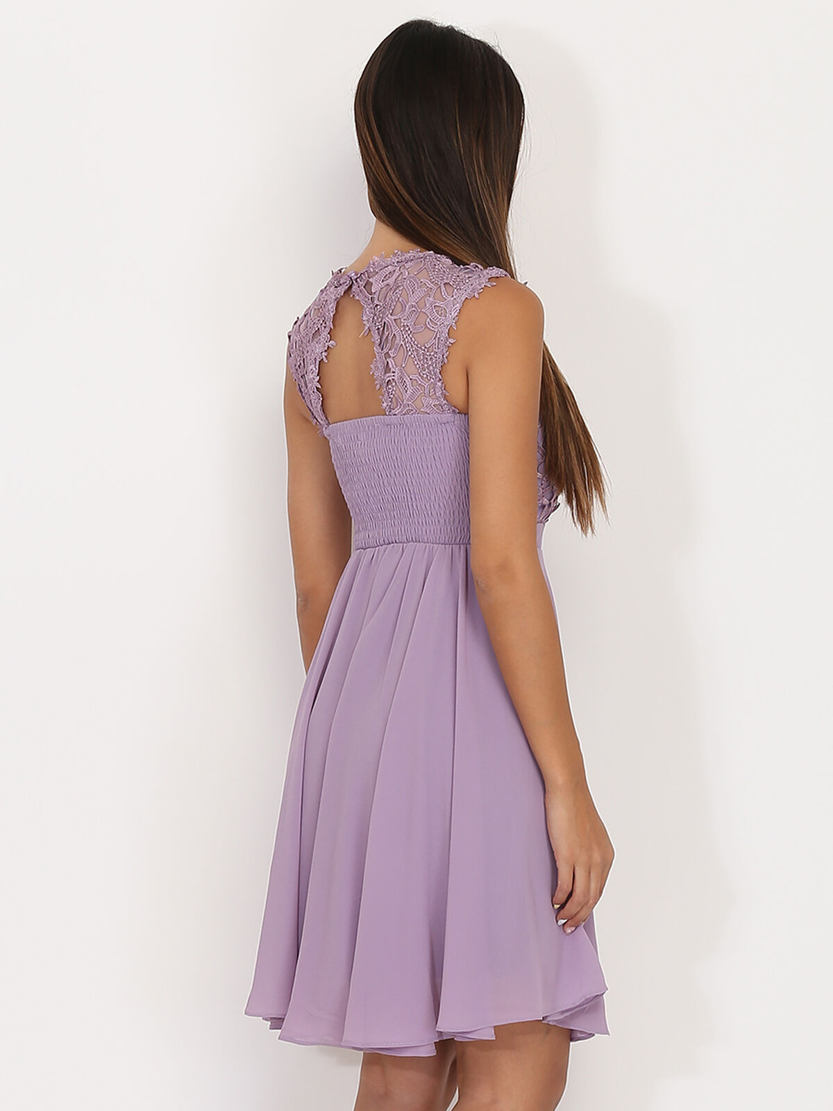 Robe de cérémonie avec dentelle- Violet clair
