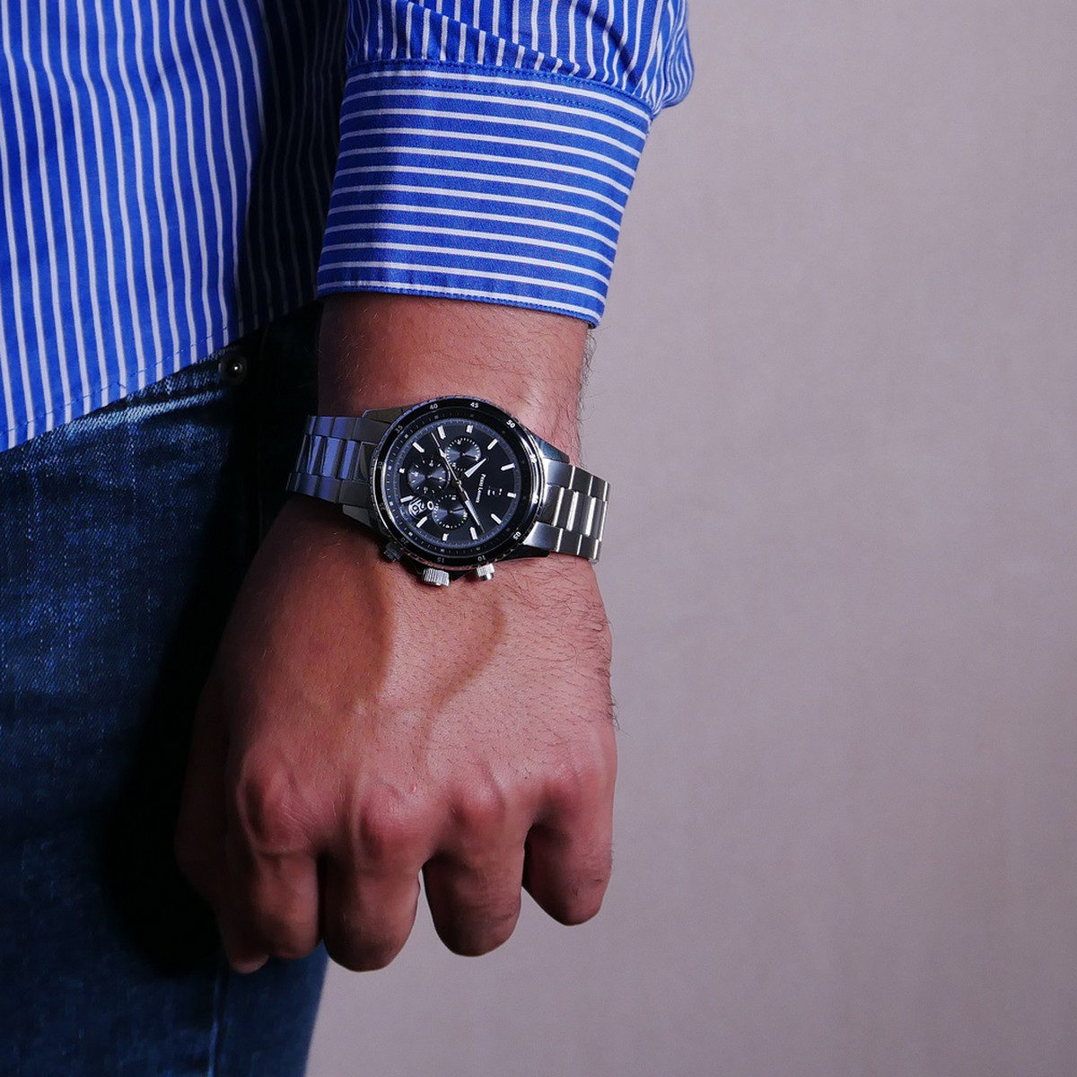 Montre PIERRE LANNIER Cronos homme chronographe bracelet acier