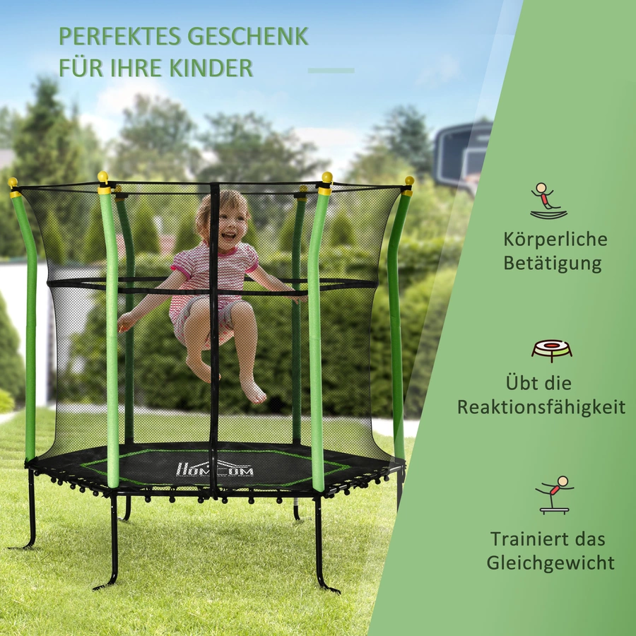 HOMCOM Trampolin mit Sicherheitsnetz grün