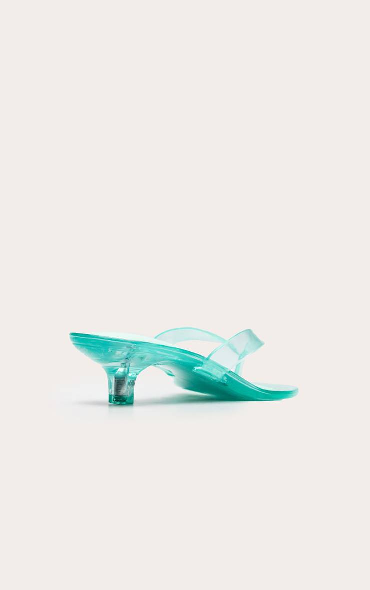 Vert Mules À Talon Chaton En Perspex Avec Bride Entre Les Orteils