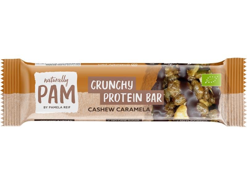 Naturally Pam Riegel Bio Crunchy Protein Cashew Caramel 12 Knuspriger Bio-Proteinriegel von Pamela Reif