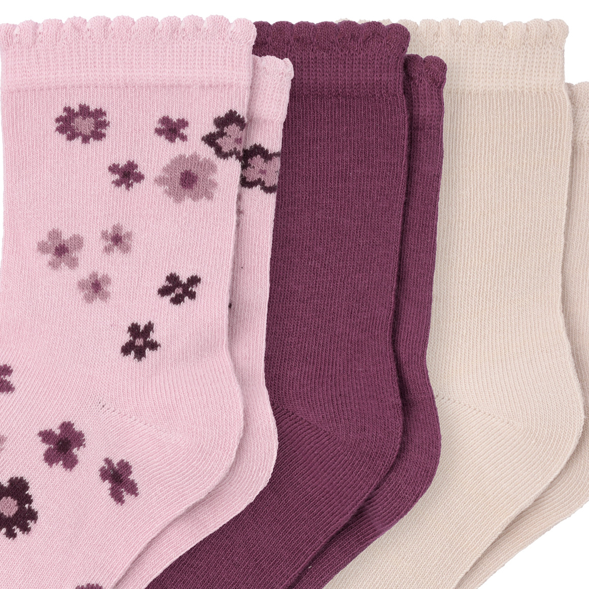 Topolino Pure Collection 3 Paar Mädchen Socken im Set rosa / cremeweiss / beere