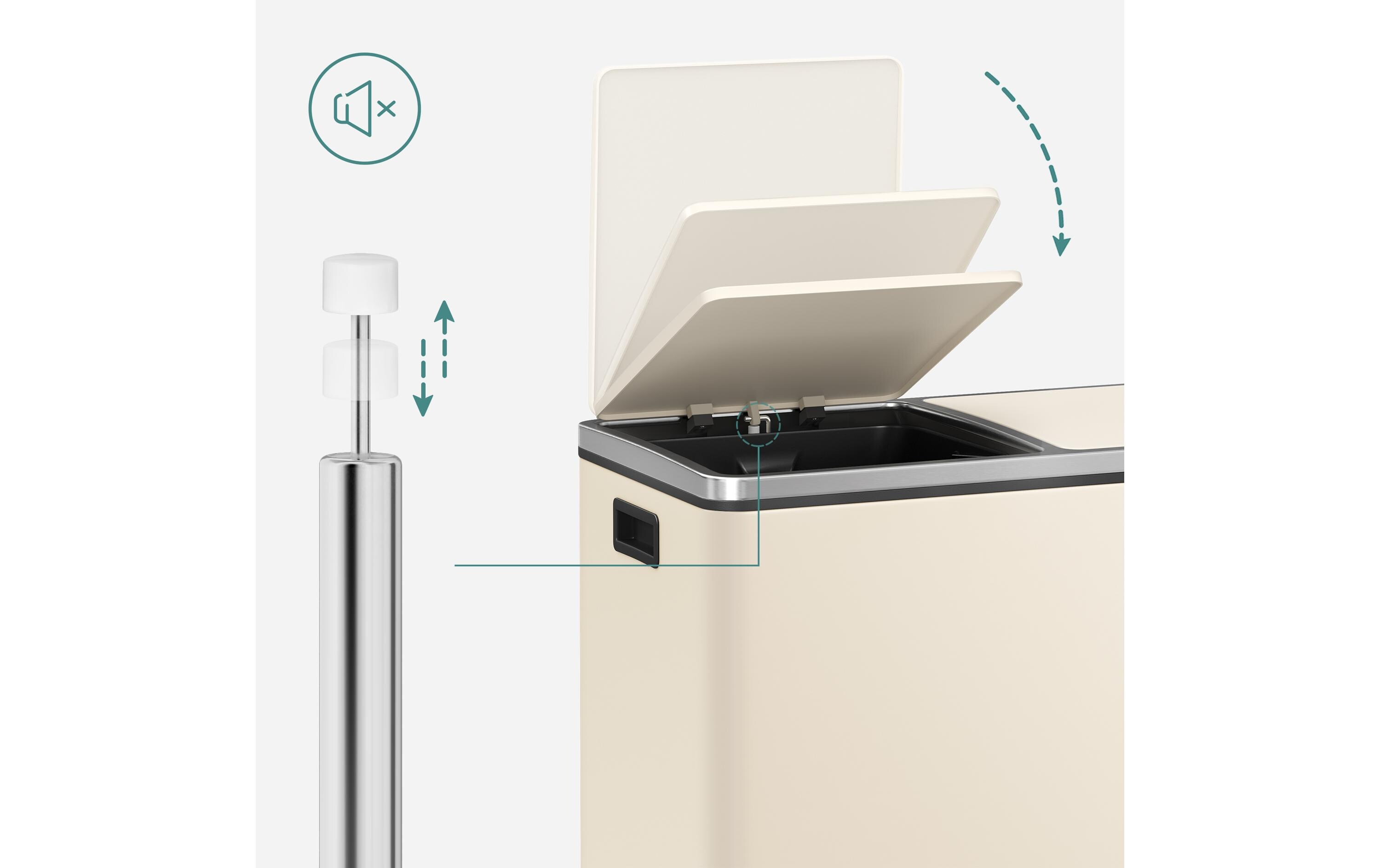 Abfalleimer 60 l, Edelweiss<br>Treteimer mit zwei Fächern