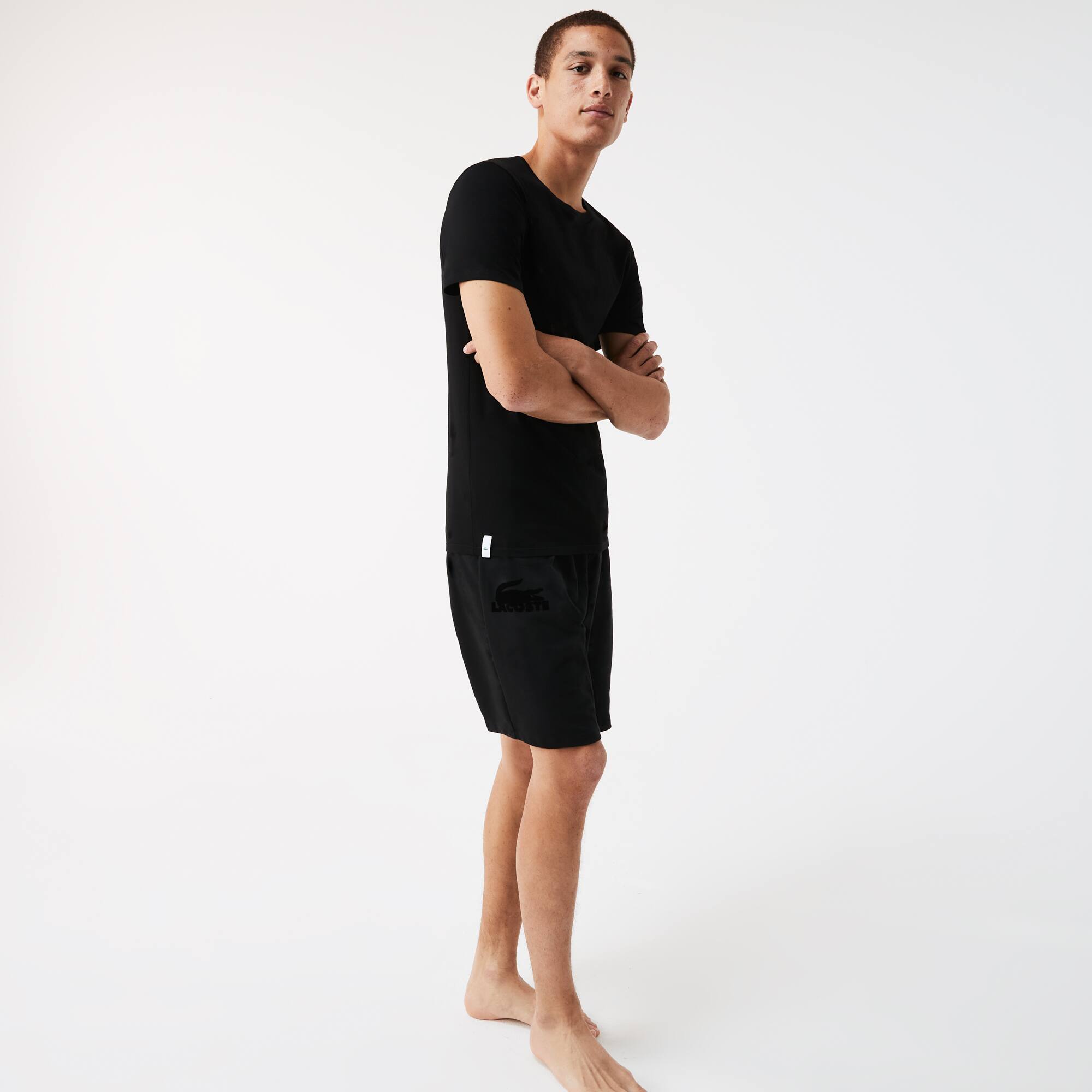Lot de 3 t-shirts d'intérieurs à col rond en coton uni Vêtements d’Intérieur - Noir - Lacoste - Homme