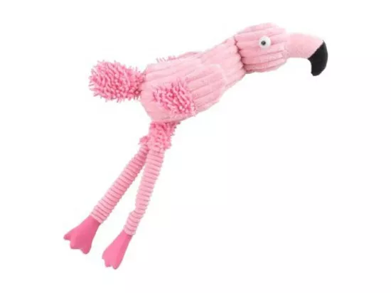 Jouet peluche Flamant rose sonore - Rose - L 46 x l 7 cm