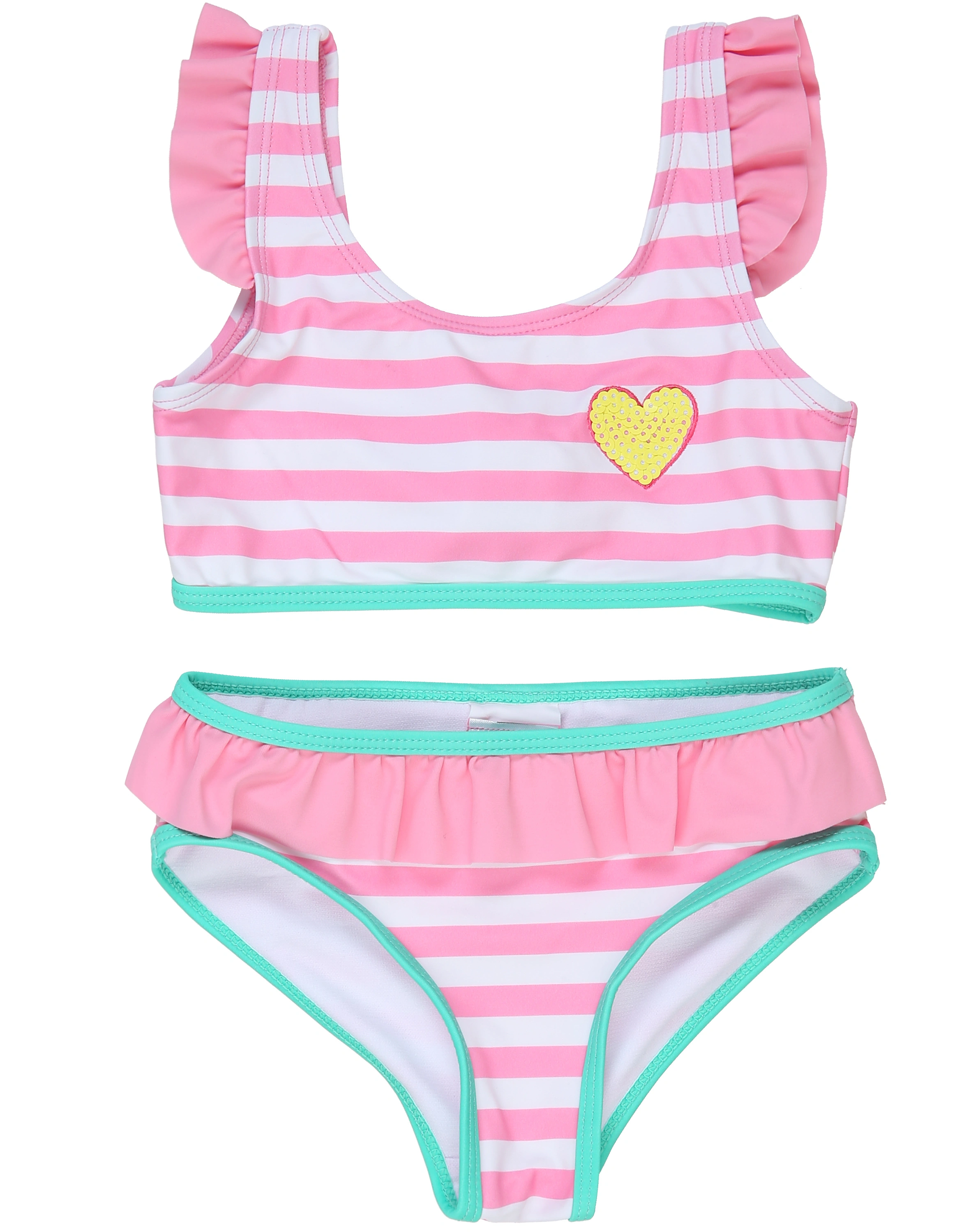 Bikini HERZ gestreift in pink/weiß