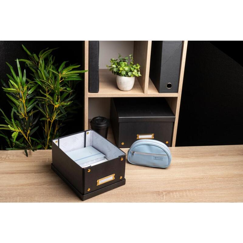 Boîte de rangement à plat carton 20x26x15cm Néo Déco - Noir
