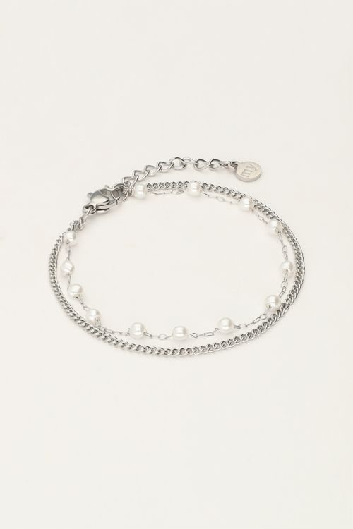 Minimalistische dubbele armband met parels