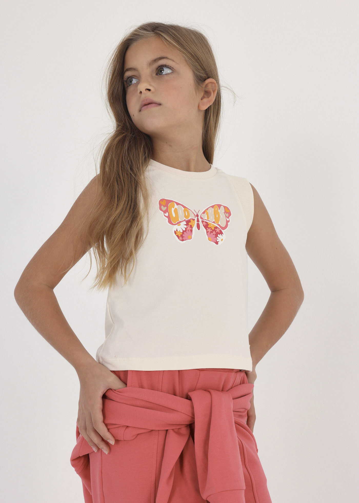 Camiseta regata de algodão sustentável para meninas