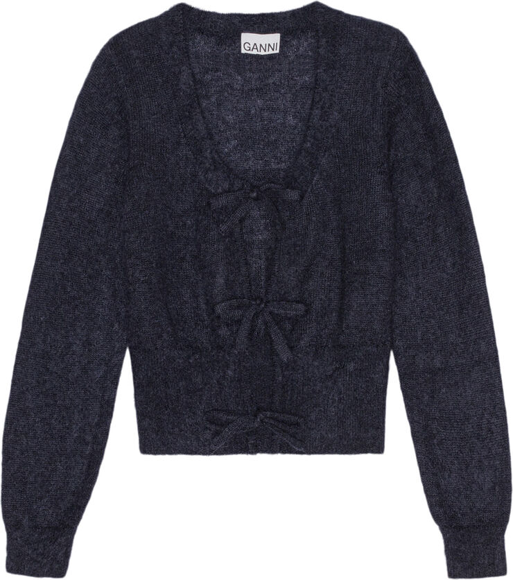 Ganni Light Mohair Tie String Cardigan Sky captain