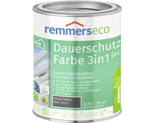 Remmers eco houtverf op oliebasis RAL 7012 basaltgrijs 750 ml