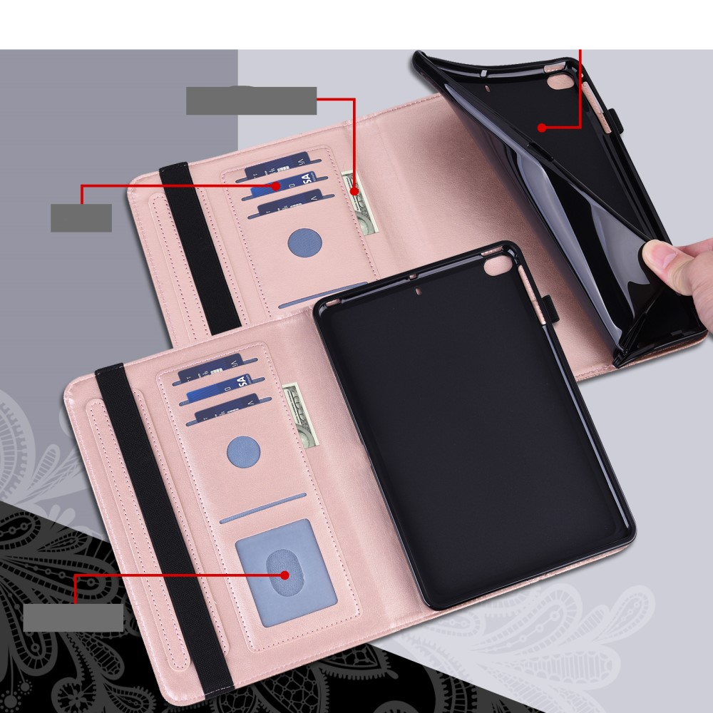Samsung Galaxy Tab A8 10.5 (2021) Leder Tasche Flip Cover Blumen Mandala Imprint - Roségold