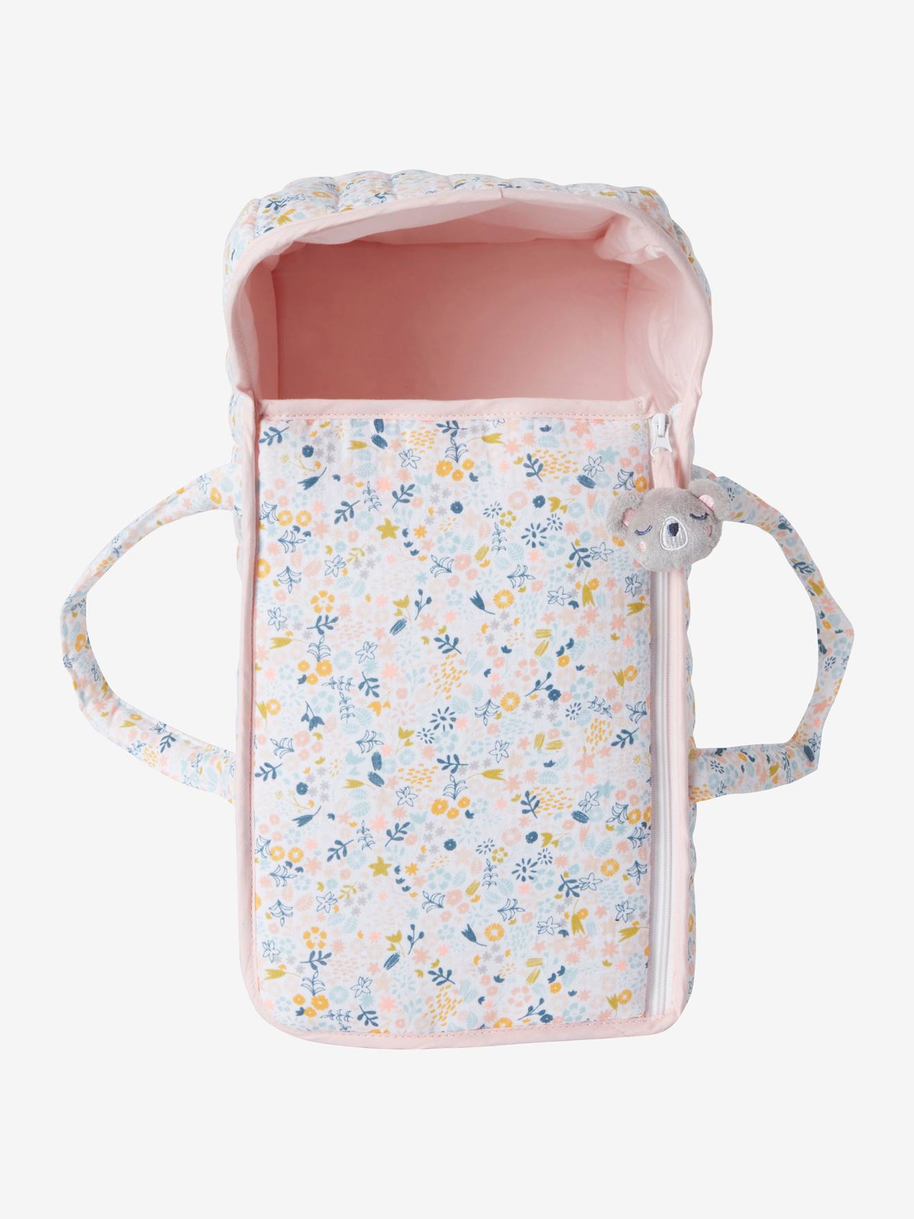 Cesta de boneca em gaze de algodão rosa