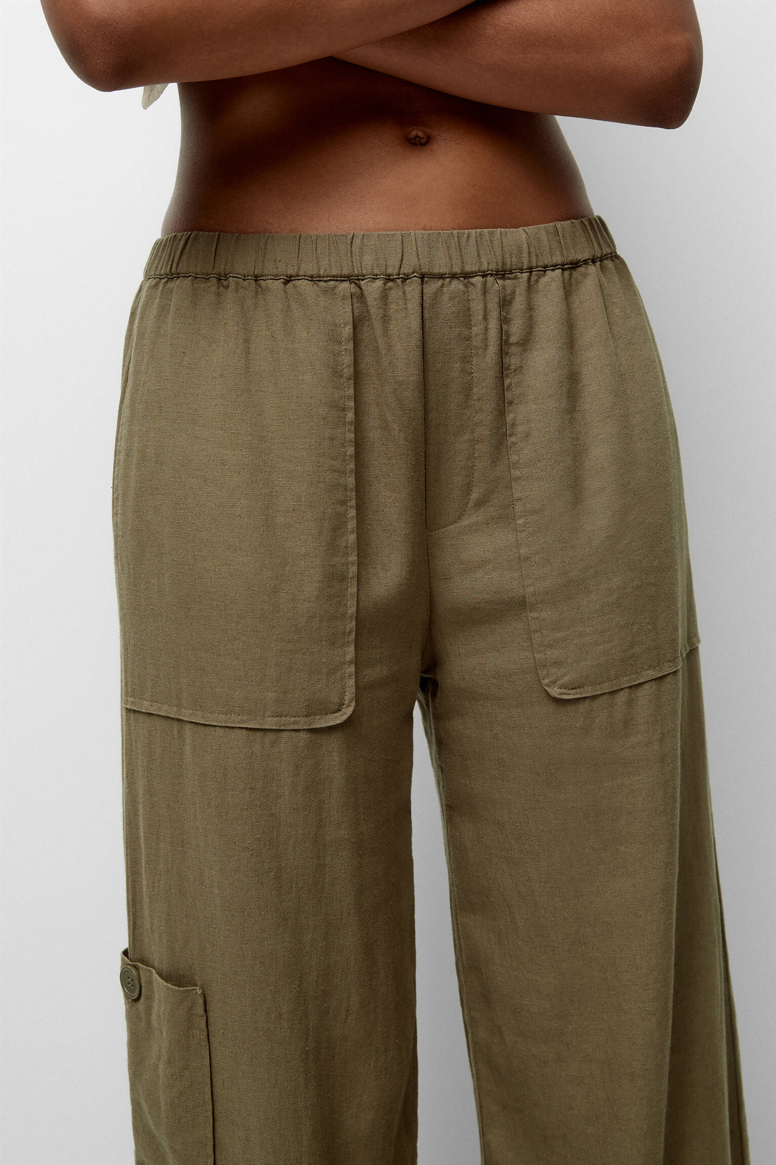 CALÇA DE LINHO FLUIDA - CÁQUI