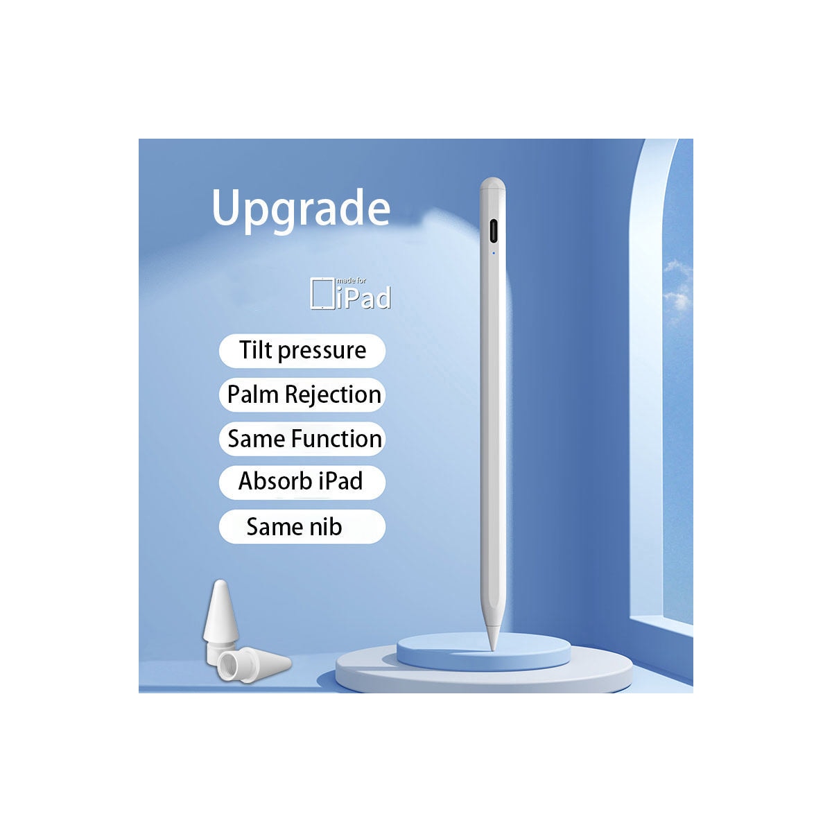 Universal Stylus-penn for iPad med 4 pennesplitter Sort