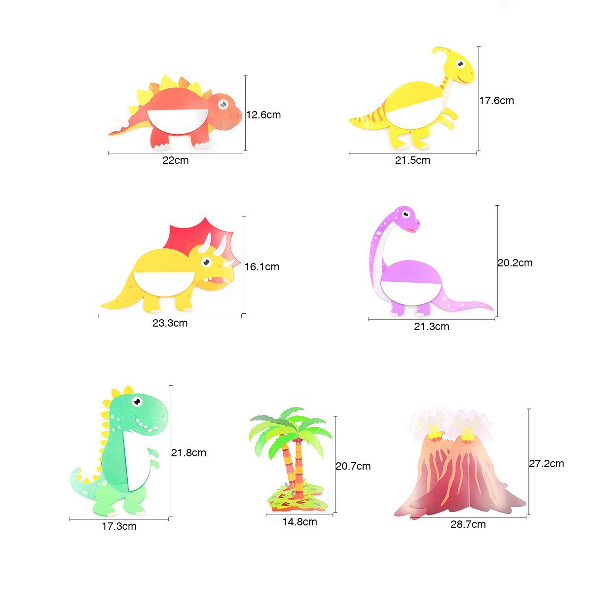 (7-tlg. Set) Papier Waben Aufsteller Kinder Geburtstags Party Tisch Deko - Dinosaurier