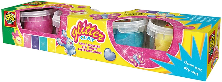 Knete GLITTER CLAY 4 Farben