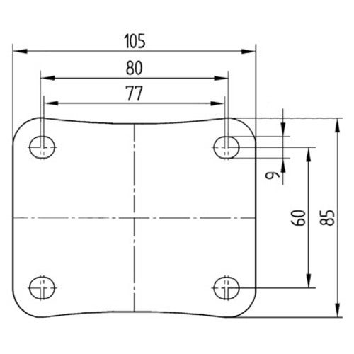 TENTE 3470 UFR 125 P62 blauw zwenkwiel 125 mm