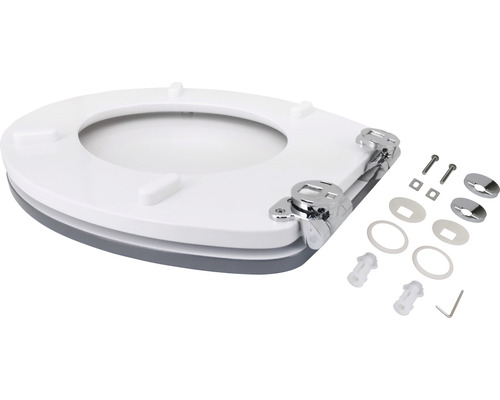 form&style toiletzitting Edge metallic zilver MDF met soft-close mechanisme