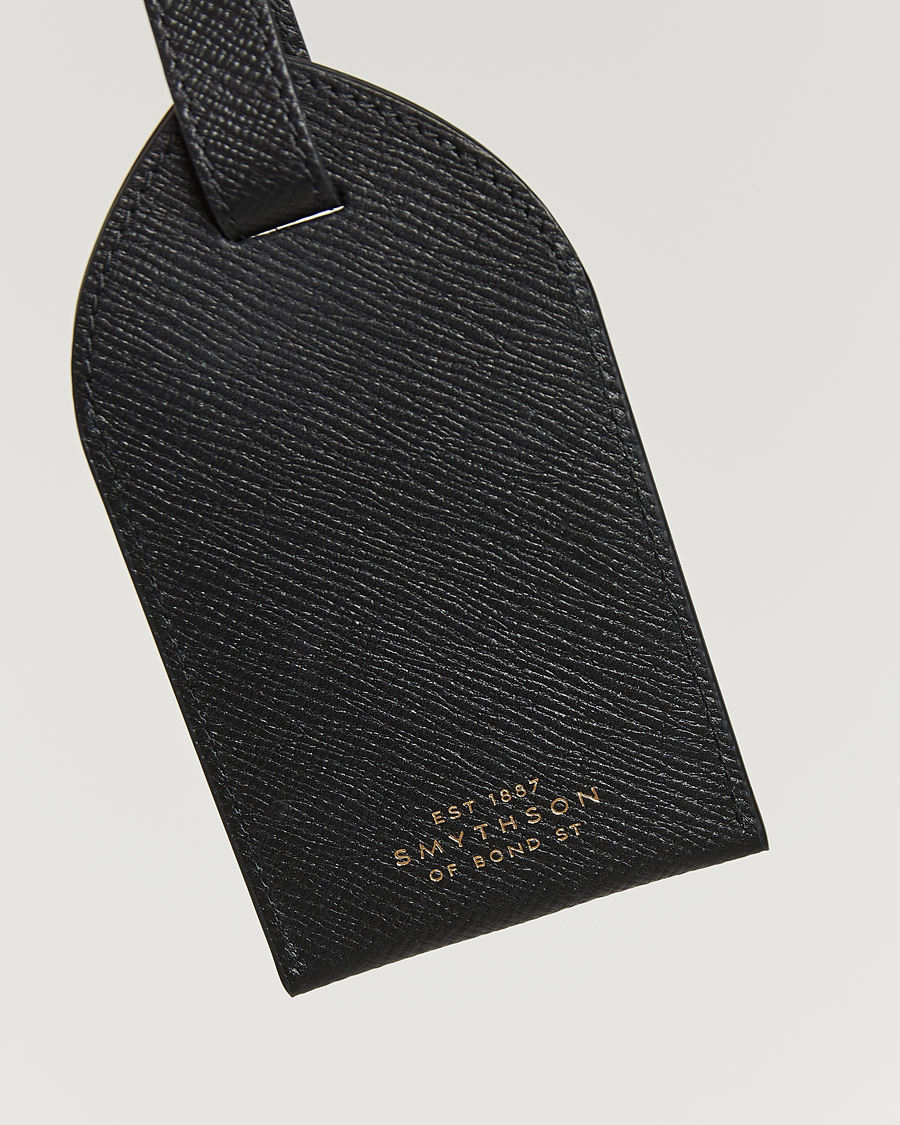 Smythson Panama Luggage Tag Black