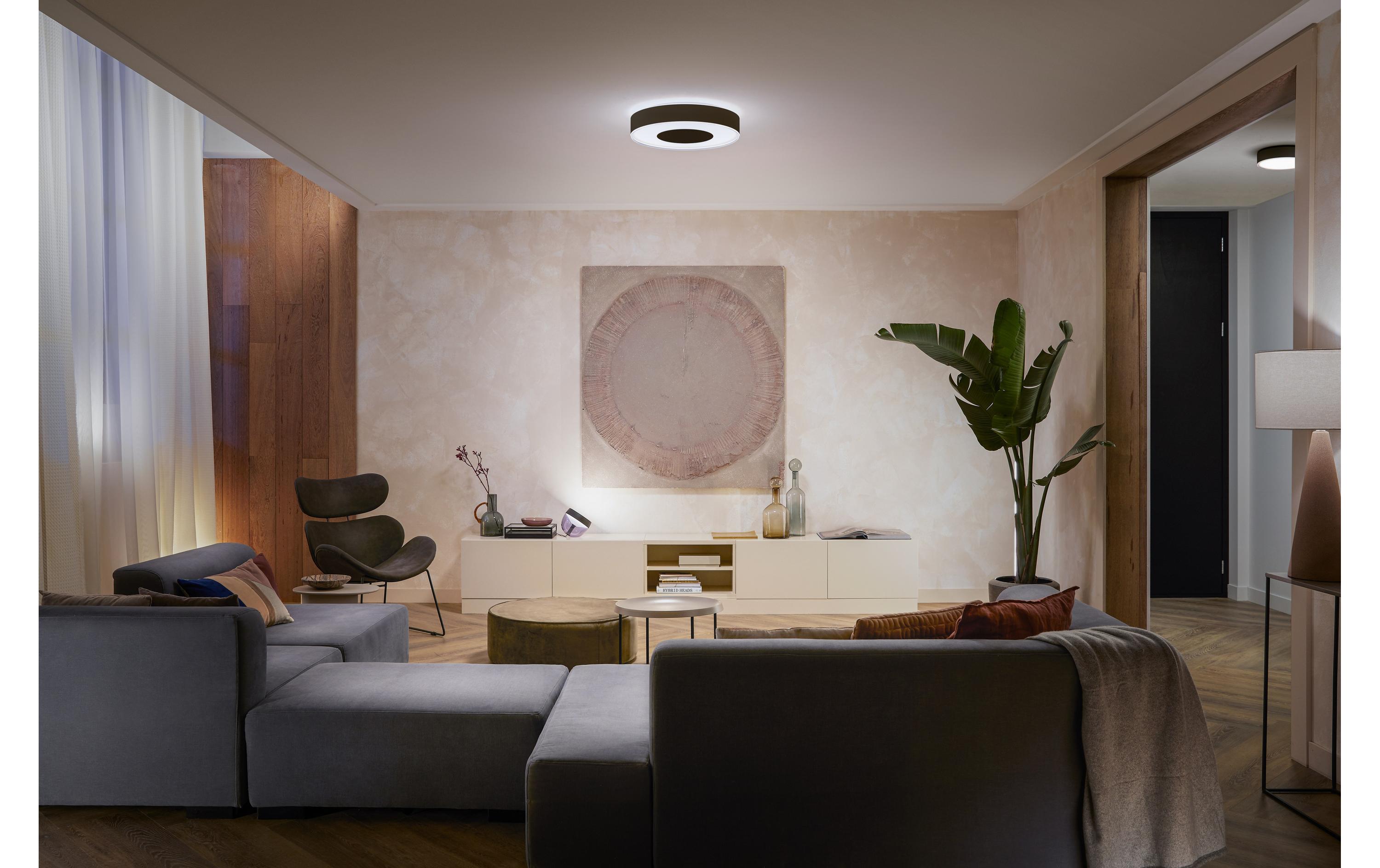 White & Col. Amb. Infuse Deckenleuchte L schwarz 3450 lm<br>Deckenlampe steuerbar mit Philips Hue