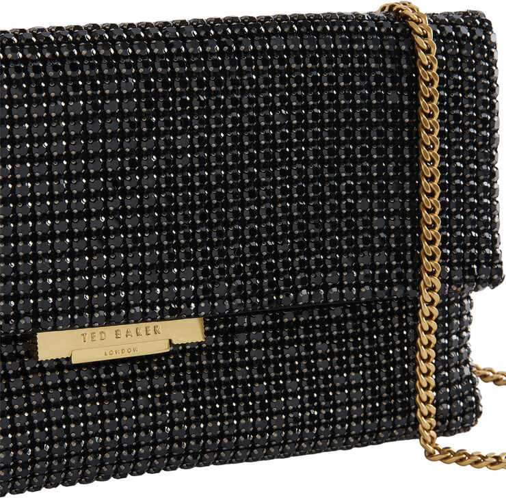 Ted Baker KRISTN Crystal Long Fold Over Cross Black