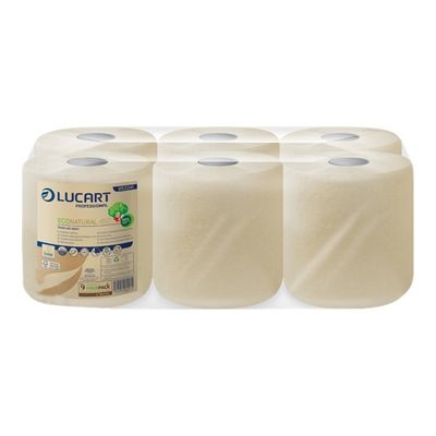 Lucart Professional EcoNatural - Rouleau d'essuie-mains double épaisseur - 450 feuilles - pack de 6